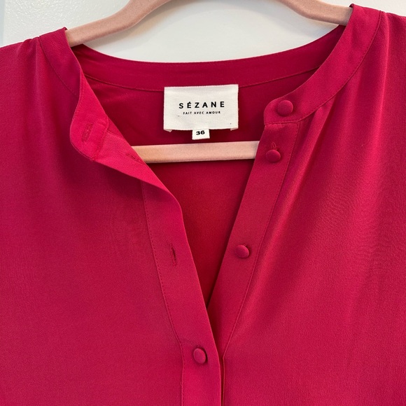 Sezane Pink Boxy Tunic Dress with Mandarin Collar - Picture 2 of 5